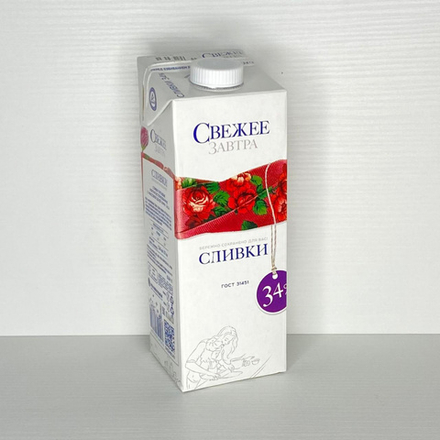 Сливки животные "СВЕЖЕЕ ЗАВТРА 34%" 1кг/упак