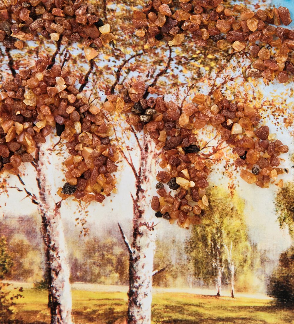 AMB-01/67 Картина «Мост через реку» (с янтарной крошкой) пласт.рамка 33х42см