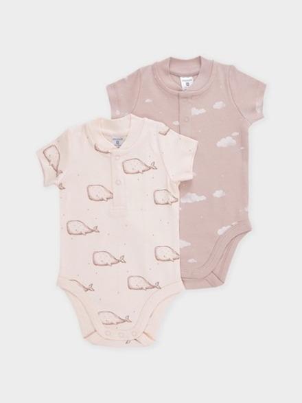 Набор боди с китами, Кремовый/Молочный