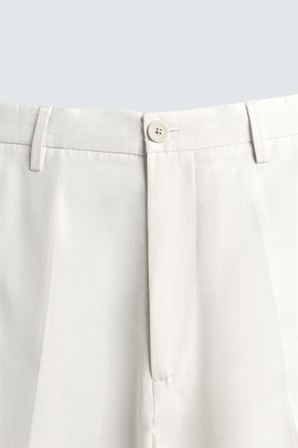 ZARA БРЮКИ REGULAR FIT ИЗ ВИСКОЗЫ И ХЛОПКА, ЖЕЛТОВАТО-БЕЛЫЙ