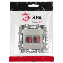 Розетка ЭРА Серия 12 12-3112-16 аудио двойная титан | ЭРА 12 Титан