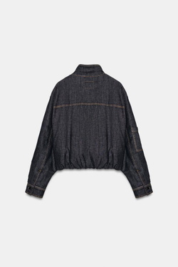 ZARA УТЕПЛЕННЫЙ БОМБЕР С ВОРОТНИКОМ-СТОЙКОЙ, ЧЕРНЫЙ