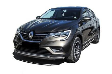 Защита переднего бампера Renault Arkana (2019-2023) d42+d32 серебристая