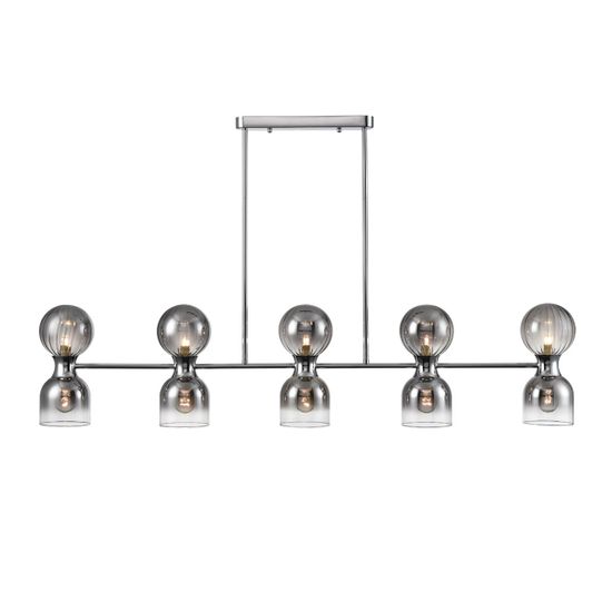 8114/10 MODERNI LN25 142 хром/дымчатый, металл/стекло Подвесной светильник G9 5*30W + E14 5*40W 220V TAUNA