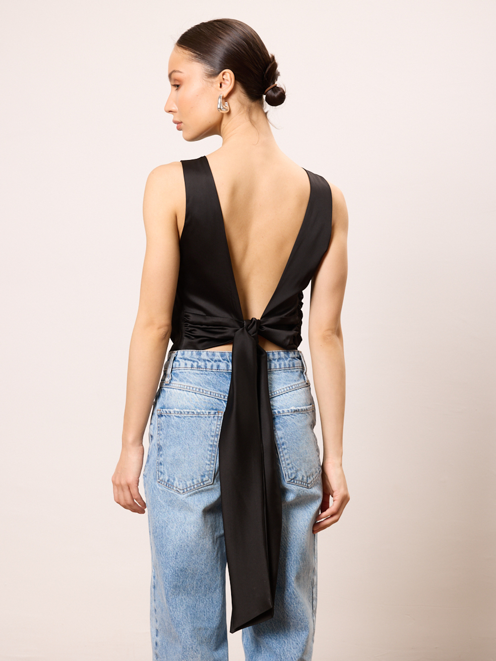 Топ блуза вечерний атласный с открытой спиной