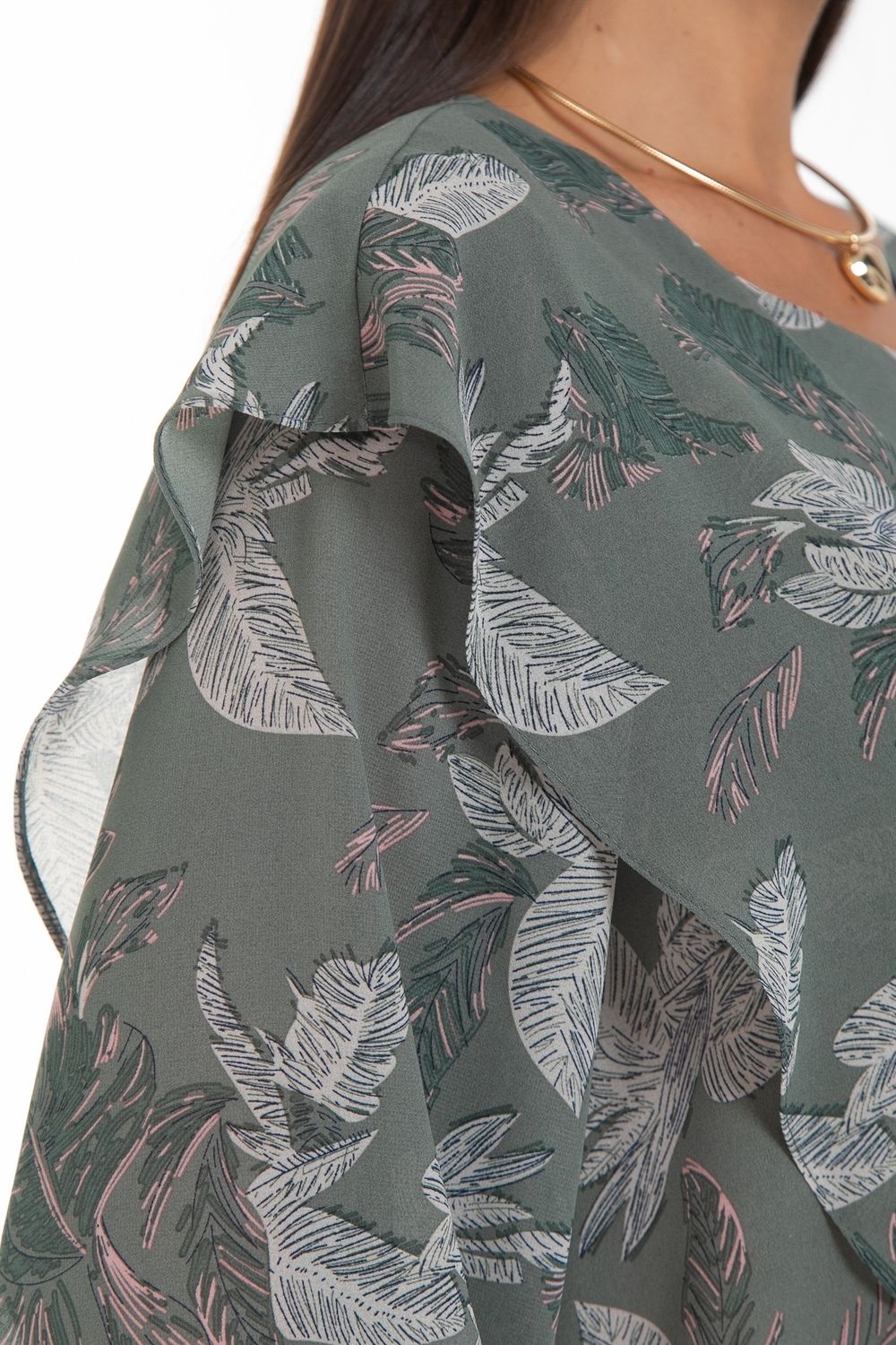 Блуза Красивая из шифона (олива) Diolche (Акция)