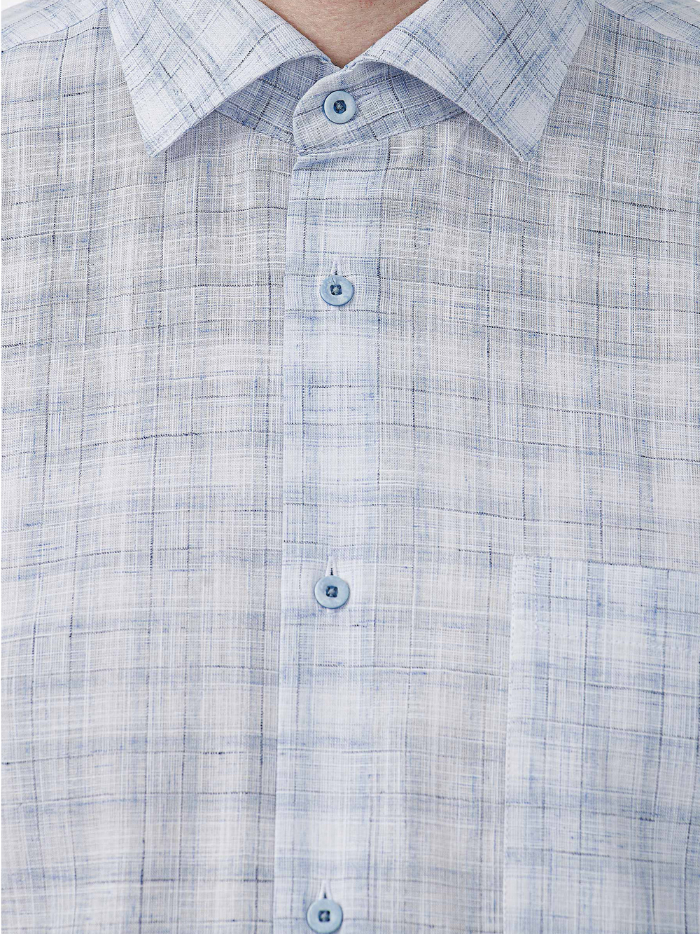 Сорочка мужская VESTER короткий рукав, клетка, хлопок, пэ, лён 75915 49