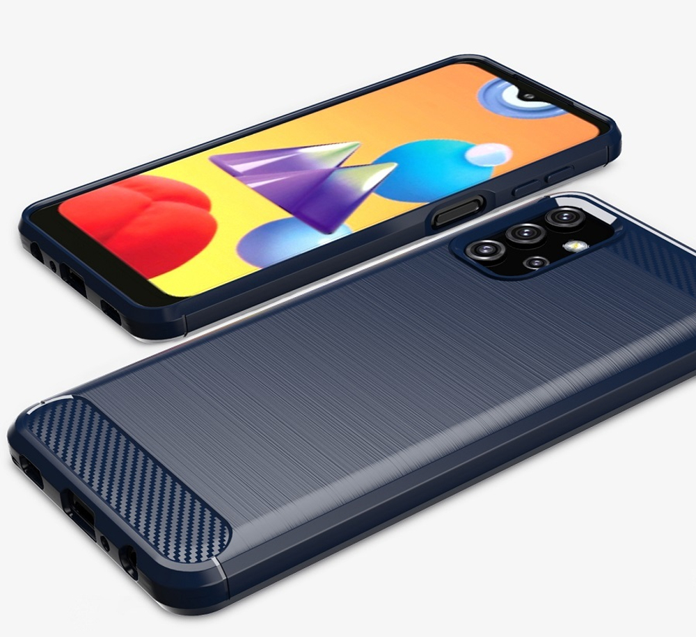 Чехол темно-синего цвета на Samsung Galaxy A32 (2021 год), серия Carbon от Caseport