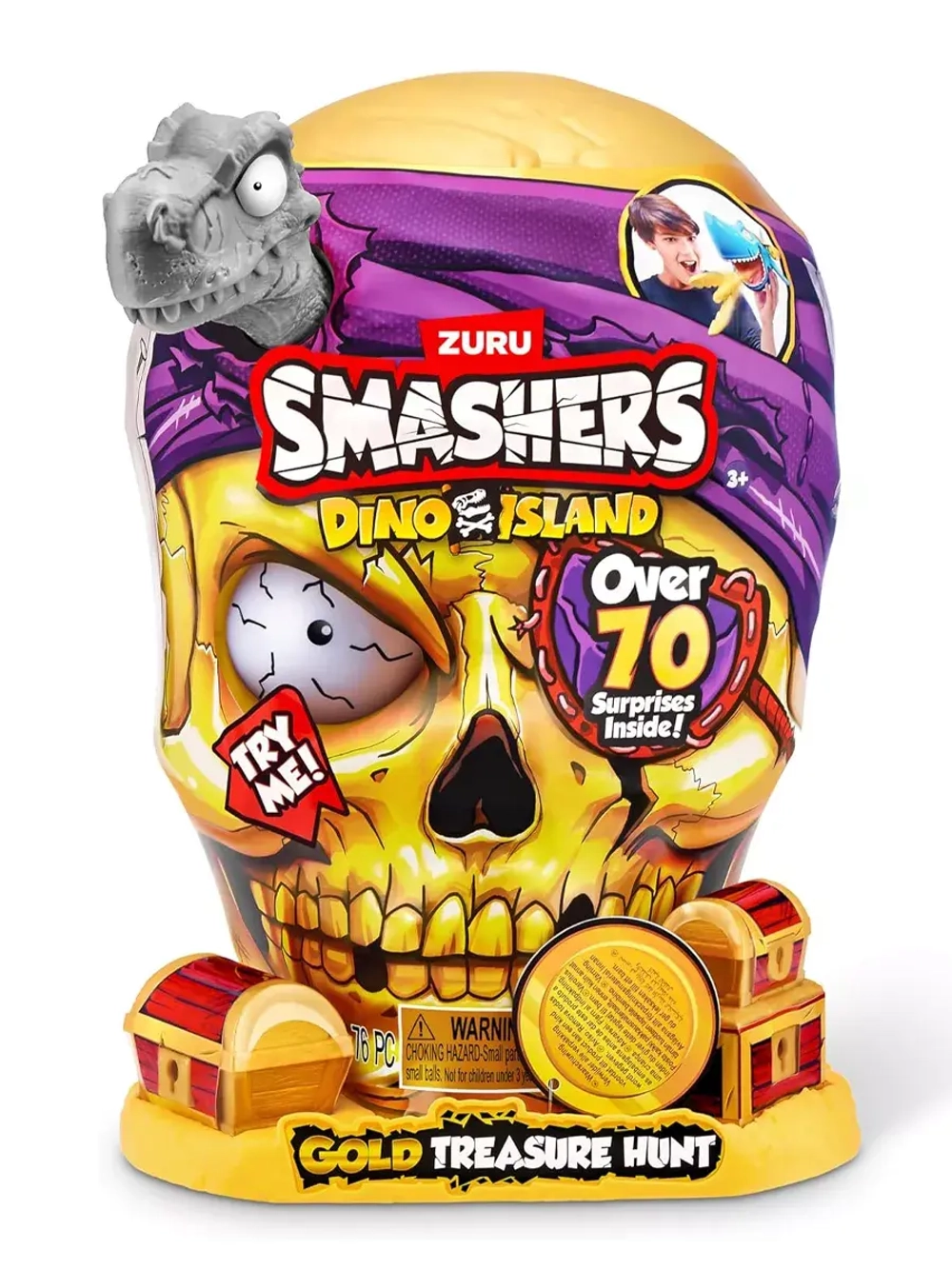 Игрушка сюрприз Zuru Smashers Dino Island Gold серый