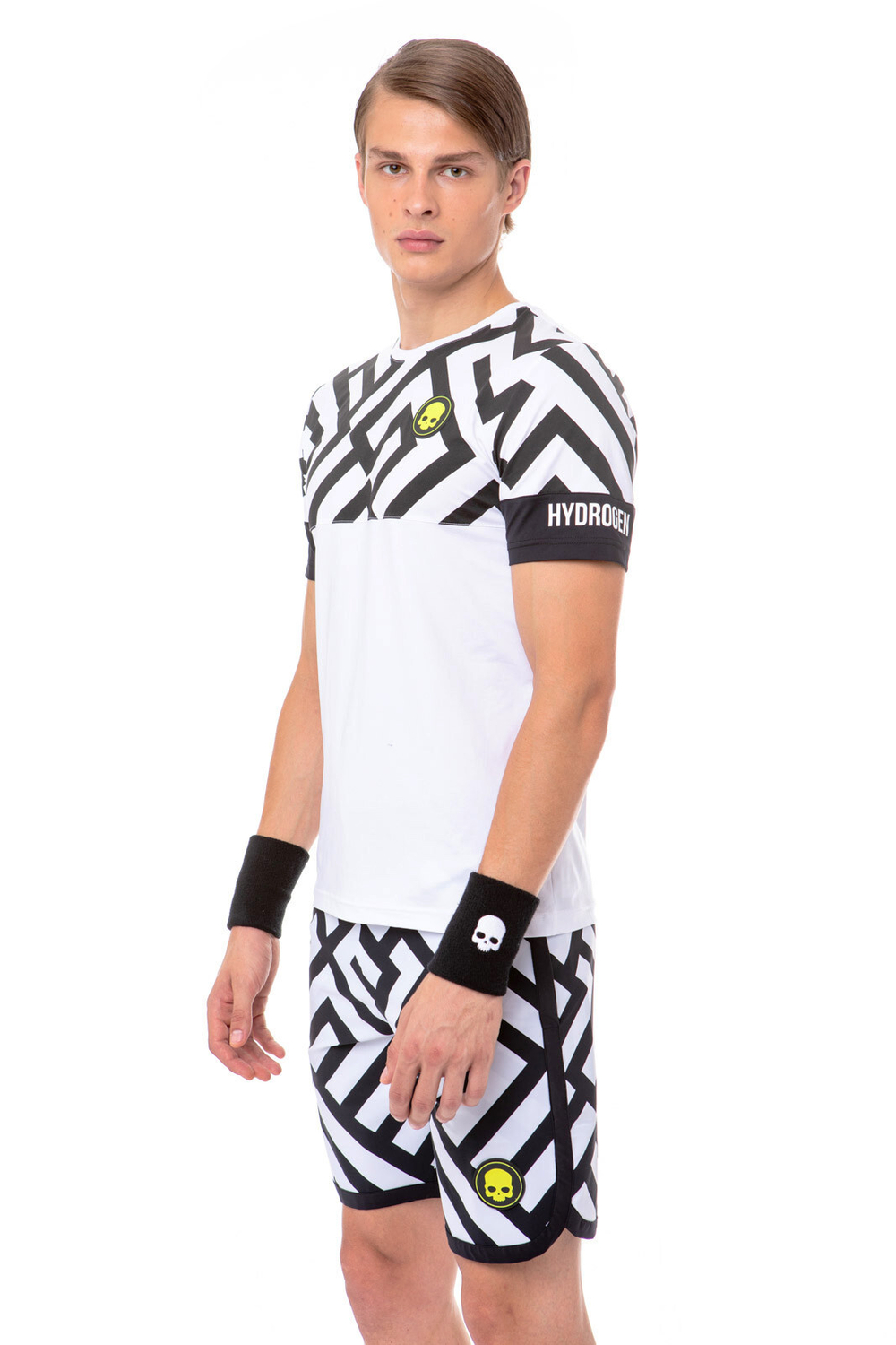Мужская теннисная футболка Hydrogen Tech Labyrinth Tee - white/black