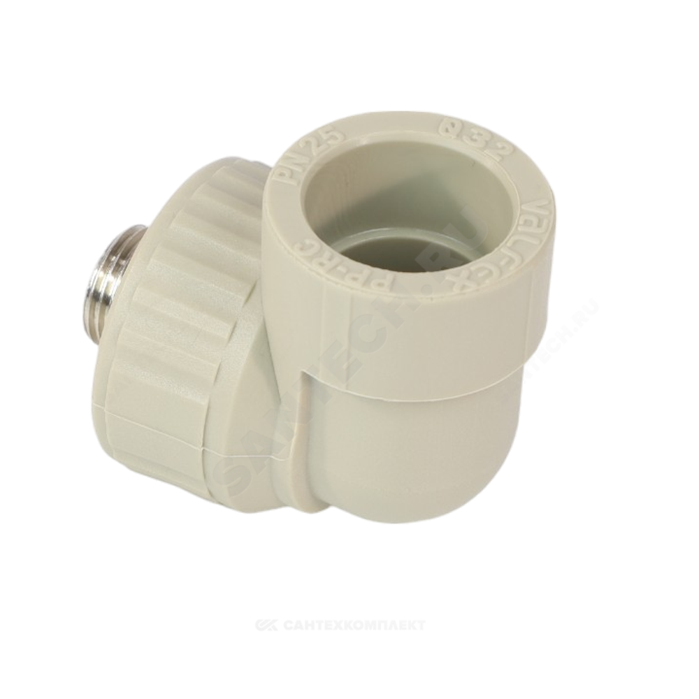 Угольник PP-R комбинированный серый Дн 32х3/4" НР VALFEX 10126132Г