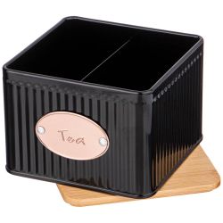 БАНКА AGNESS "ЧЕРНОЕ ЗОЛОТО"ДЛЯ ЧАЙНЫХ ПАКЕТИКОВ 11*11*7 СМ (КОР=24ШТ.)