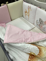 Комплект в кроватку 6-ти предметный (подушечки 17 предметов), "Оленята и белочка" поплин