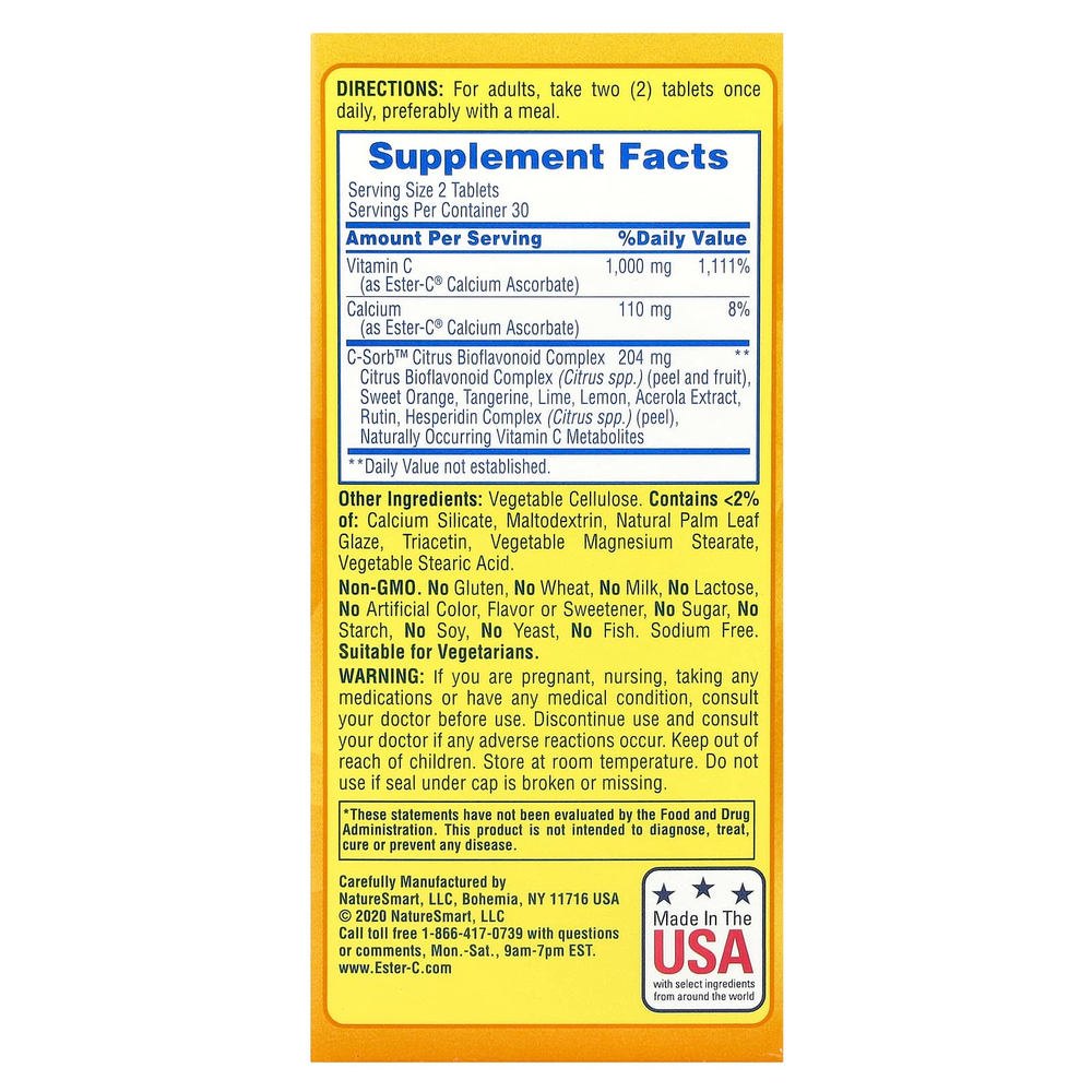 EsterC, Поддержка иммунитета в течение 24 часов, 60 вегетарианских таблеток в оболочке
