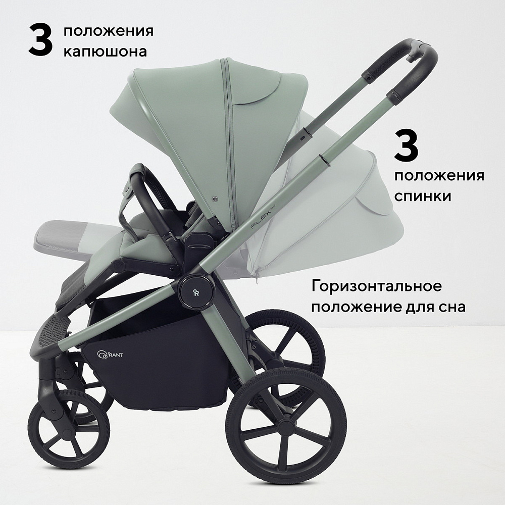 Детская коляска Rant Flex Therm Soft 3 в 1 с автокреслом Evomax Grey Forest Green