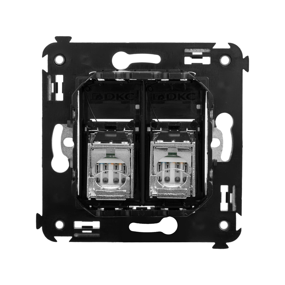 Компьютерная розетка RJ-45 в стену, кат.6 двойнаяэкранированная,"Avanti", "Черный квадрат"