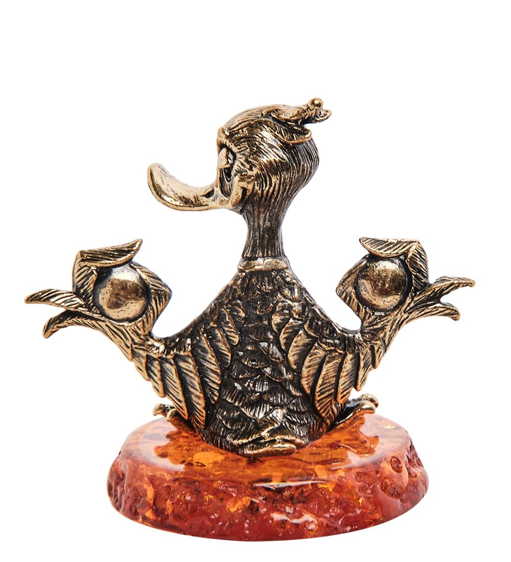 Народные промыслы AM-3182 Фигурка «Утенок» (латунь, янтарь)