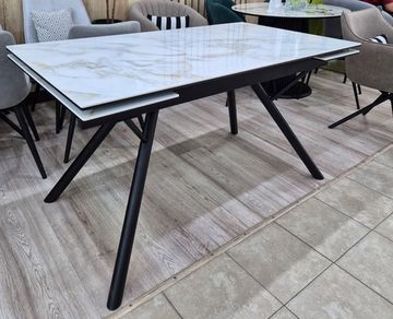 Стол ЛИБЕРТИ 180 Cold Jade, керамика / Черный каркас