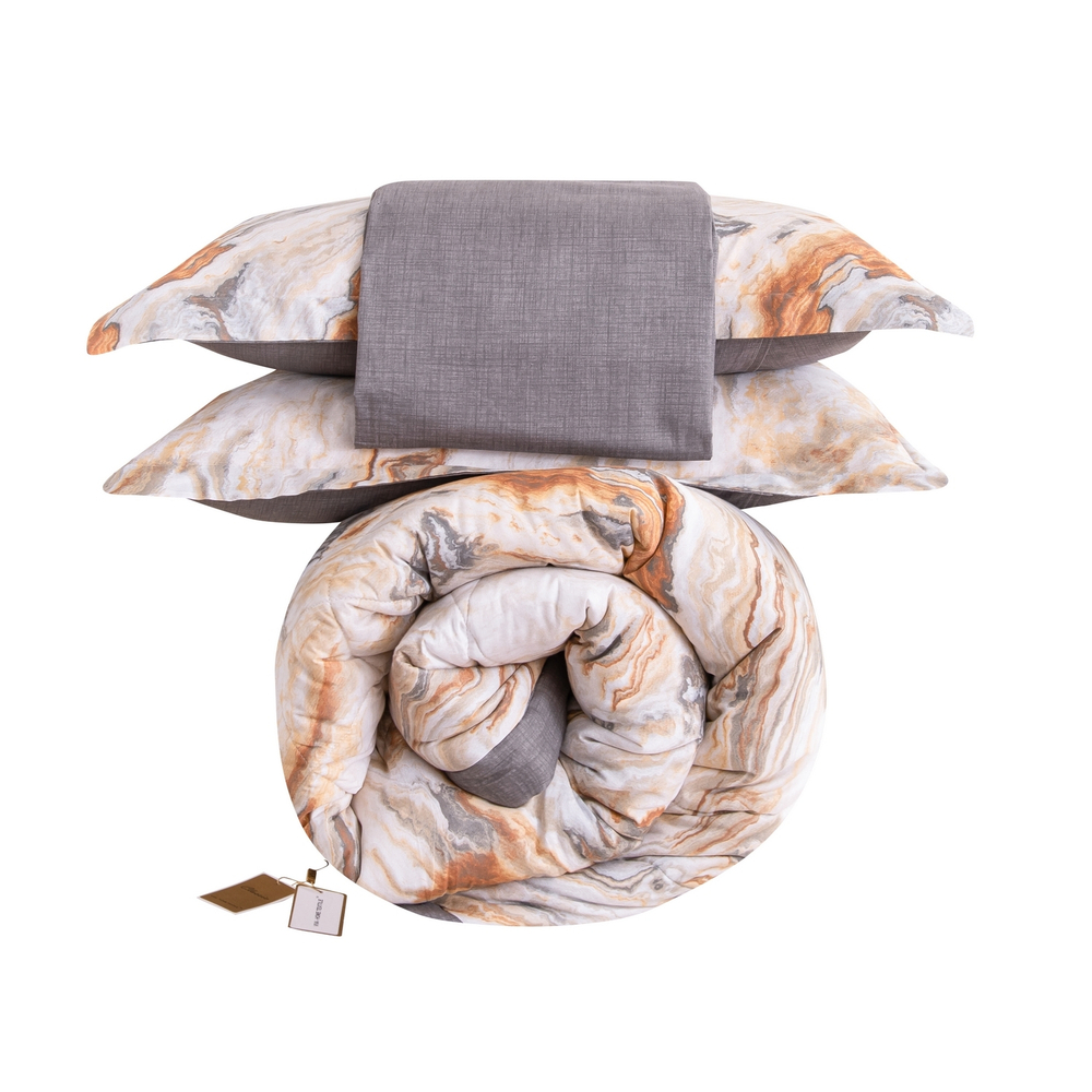 Комплект постельного белья Сатин с Одеялом 100% хлопок 160x80 на резинке OBR171