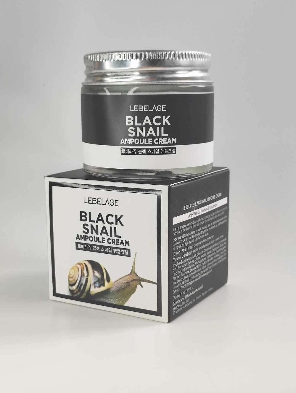Крем для лица ампульный с муцином чёрной улитки LEBELAGE AMPULE CREAM BLACK SNAIL, 70 мл