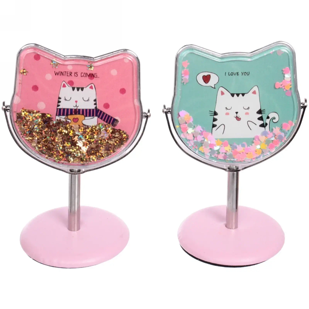 Зеркало настольное на ножке «Stylish image - Котик Айс», форма кошки, 8*14 см (картон. коробка)