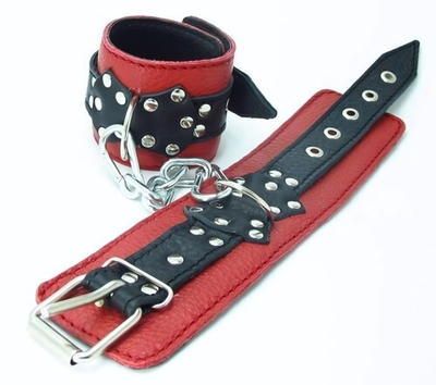 Красно-чёрные оковы из кожи (Цвет: красный с черным)