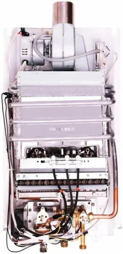 Проточный газовый водонагреватель GENBERG 410.01 турбо 10 л.+труба ф60