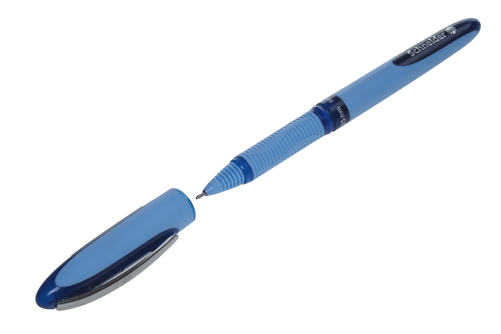 Ручка капиллярная "One Hybrid N" Schneider синяя 0.7мм с резиновым упором корпус голубой пластиковый