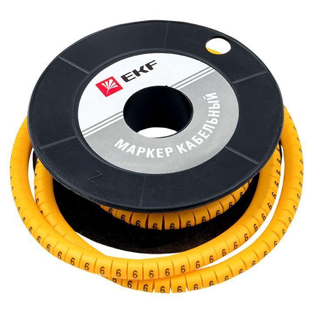 Маркер каб. 1.5кв.мм "6" (к-1000ед) (ЕС-0) EKF plc-KM-1.5-6