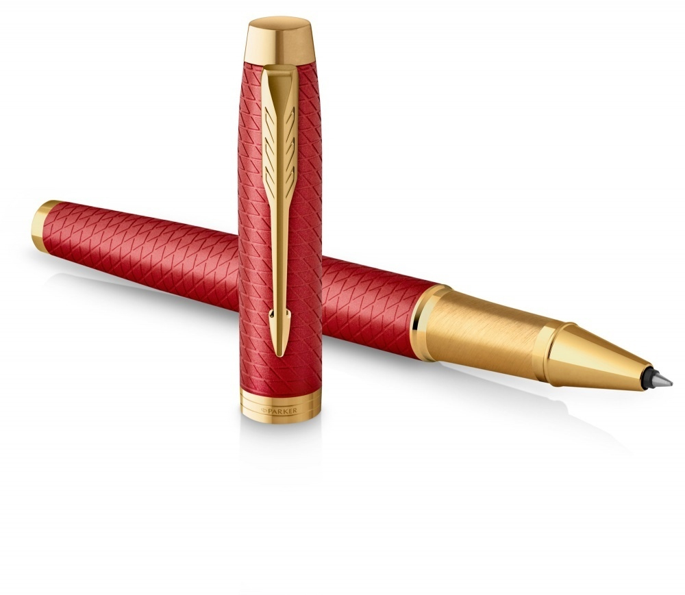 Ручка роллер Parker IM Premium T318  Red GT F черные чернила, в подарочной коробке