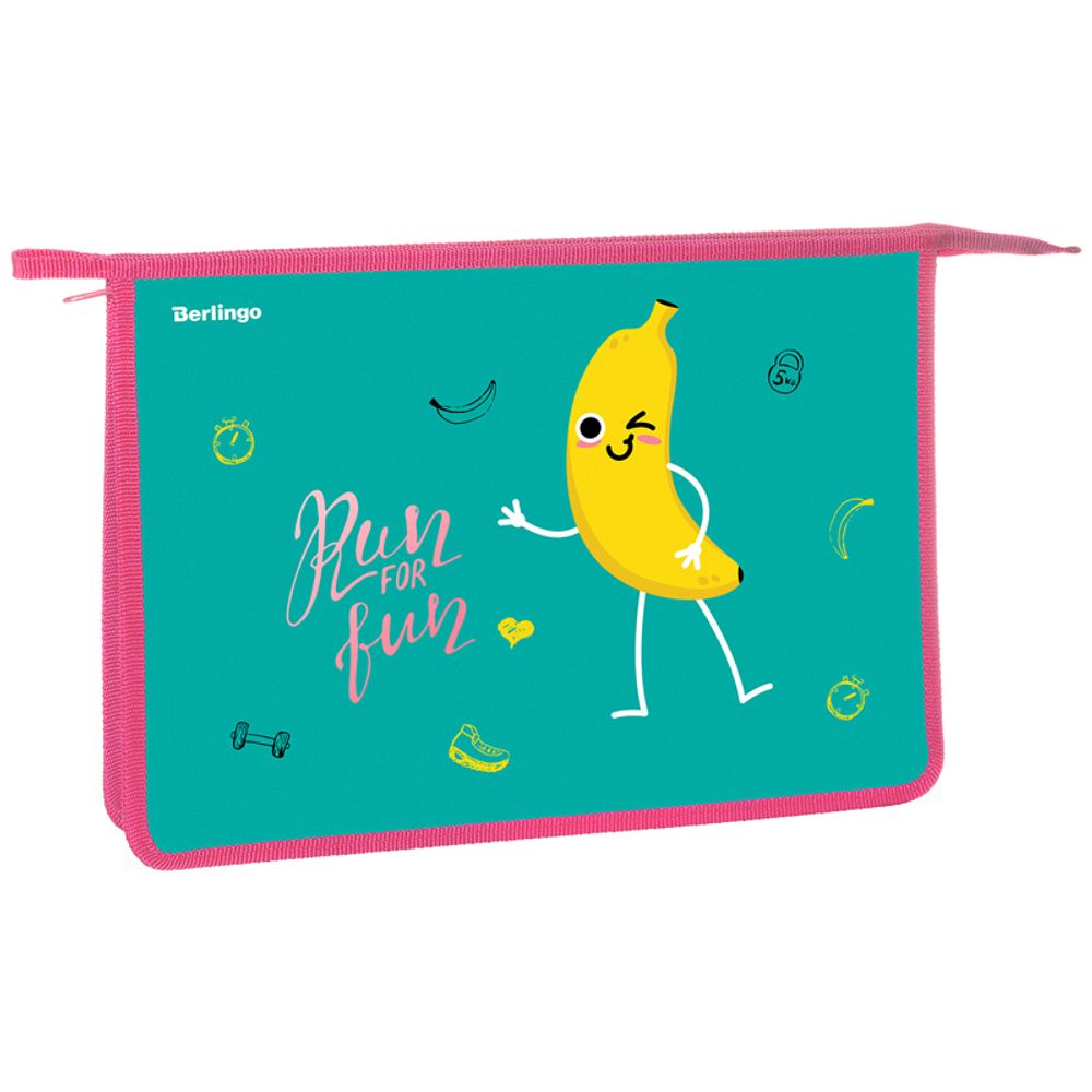 Папка для тетрадей 1 отделение А4 на молнии Berlingo Run for fun, пластик