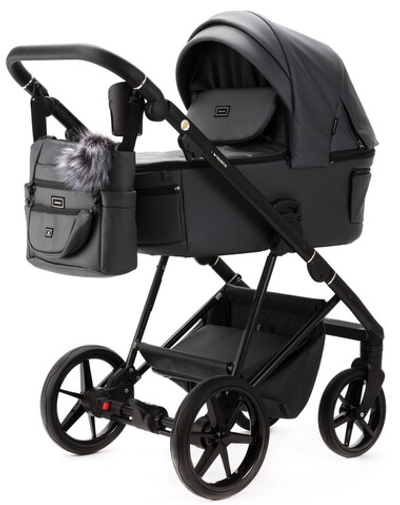 Детская коляска Adamex Vasco Deluxe 2 в 1 V-SA05 (ТЕМНО-СЕРАЯ КОЖА)