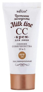 Белита MILK LINE СС-Крем для лица Сияние совершенства 10 в 1 SPF 15 Протеины молодости 30 мл