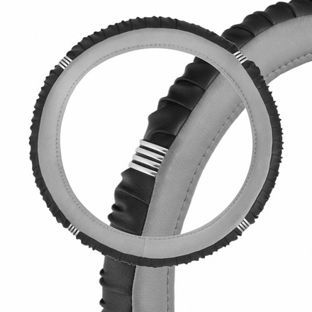 Оплетка руля Skyway Crome-2 S01102061 (М) черно-серая экокожа