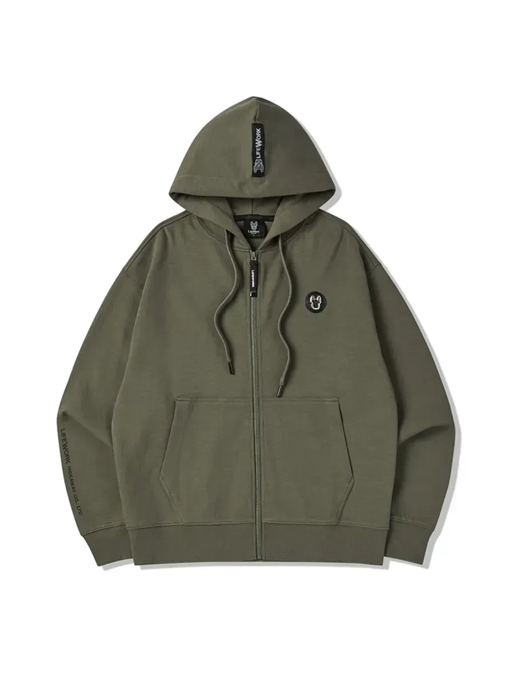 Худи на молнии с капюшоном с металлическим логотипом ladok