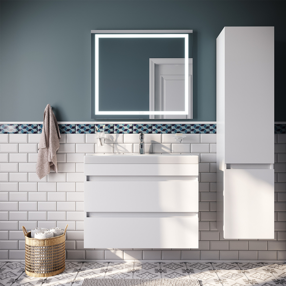 Тумба с умывальником подвесная с ящиками IDDIS Zodiac, белая, 80 см, ZOD8CB0i95K