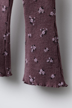 ZARA МЯГКИЕ РАСКЛЕШЕННЫЕ БРЮКИ С ПРИНТОМ, ГРАНАТОВЫЙ