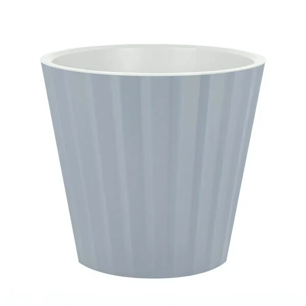 Горшок для цветов пластиковый 2л d-16см «Sand» с дренажной вставкой, утренний туман