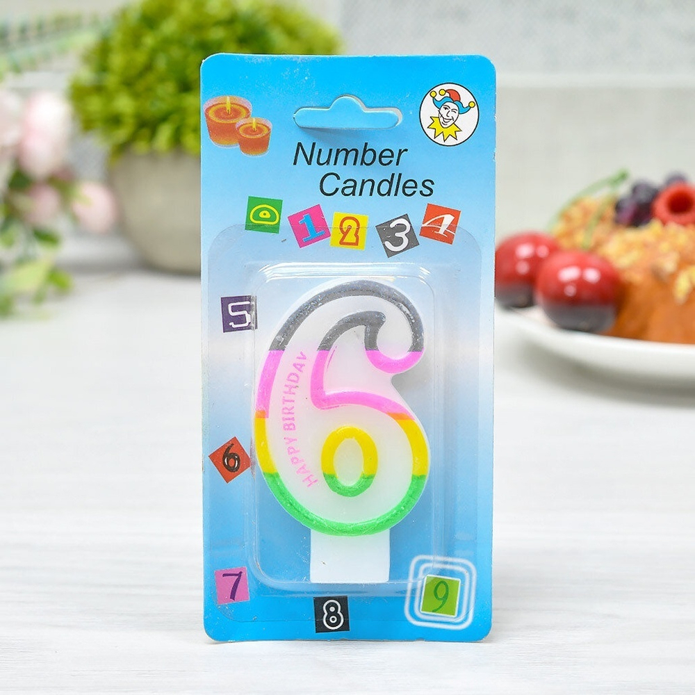 Свеча для торта цифра "6" 7см "Celebration", парафин