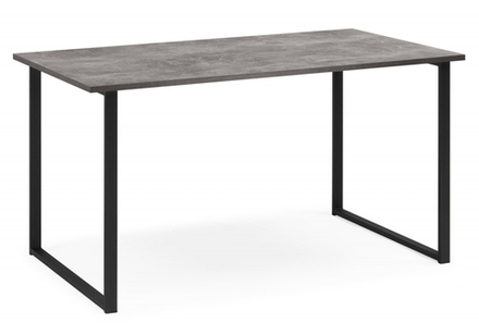 Стол деревянный Woodville Лиман 140 х 80 бетон светлый, черный матовый, ножки черные