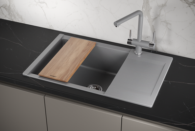 Granula ES-7807, АЛЮМИНИУМ, кухонная мойка, кварц, ESTETICA