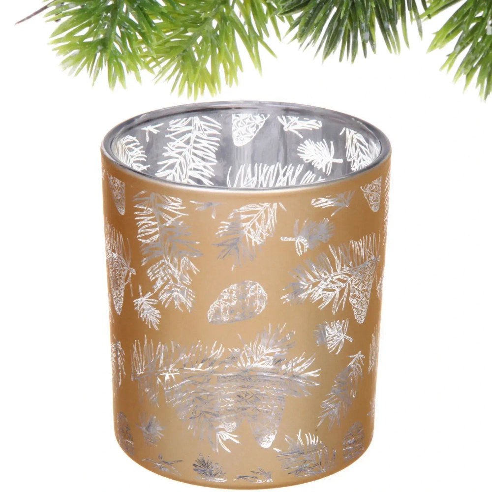 Подсвечник «Зимняя хвоя» 7*7,8 см, Золото