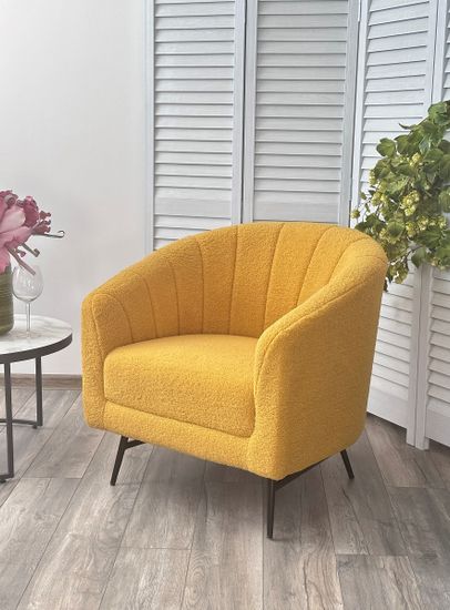 Кресло KALMAR NINI-04 Желтый, teddy / черный каркас