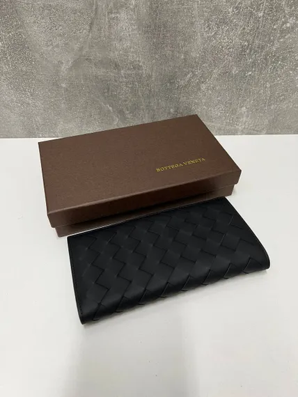 Бумажник Bottega Veneta Intrecciato черный
