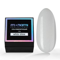 Monami Гель White Shine для моделирования ногтей белый с шиммером, 5 гр