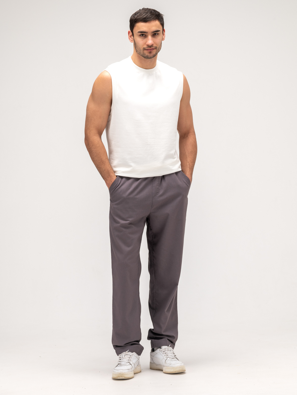 Джоггеры льняные. Графит