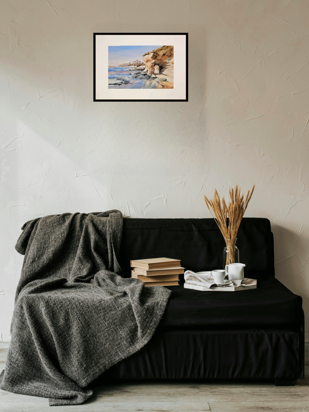 Картина авторская акварельная в паспарту 30х40 см на стену для интерьера "Море в стиле Энди Эвансона "