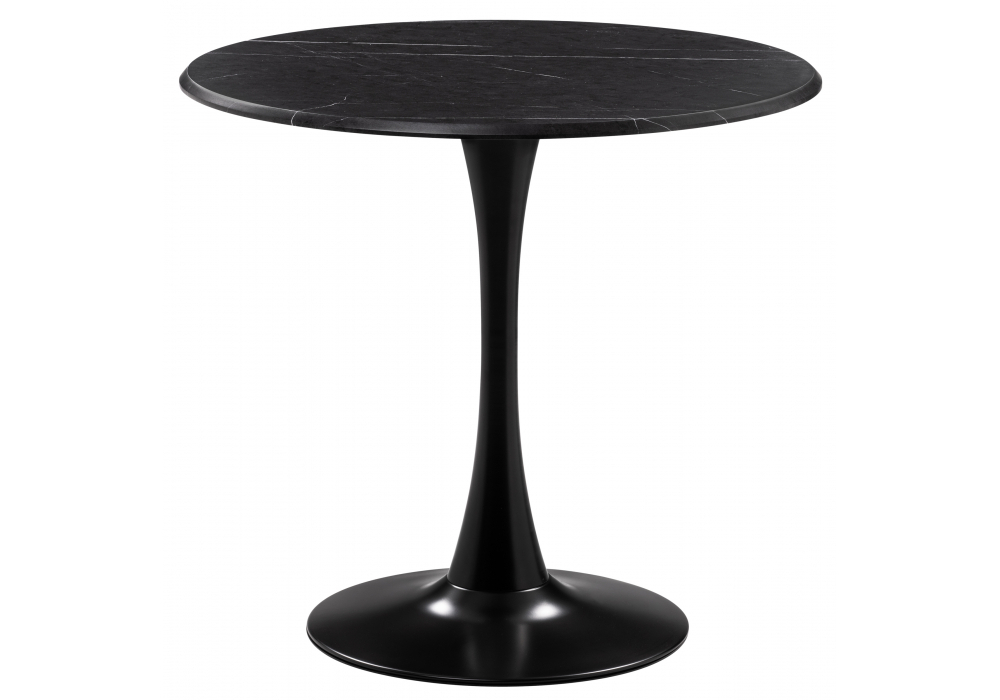 Стол деревянный Woodville Тулип 90х73 мрамор черный, черный, ножки черные