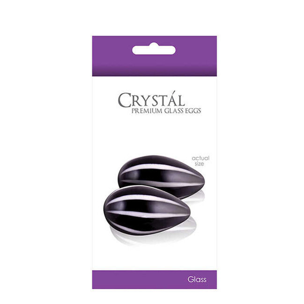 Вагинальные шарики из стекла Cristal (черный с белым) (Цвет: черный с белым)