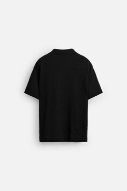 ZARA ПОЛО С ГЕОМЕТРИЧЕСКИМ УЗОРОМ, ЧЕРНЫЙ